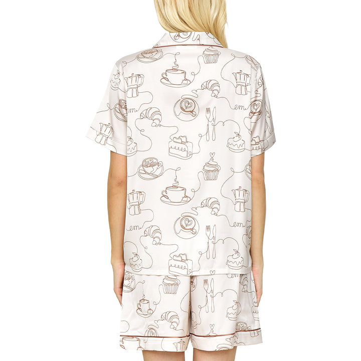 Wacoal CAFE’ CATION ชุดนอนแขนสั้น ขาสั้น พิมพ์ลาย Coffee Print รุ่น WN7G02 Wacoal