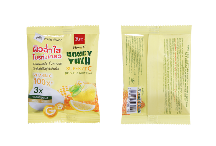 HONEI V BSC HONEY YUZU SUPER VIT C  BRIGHT & GLOW SOAP 50G. HONEI V BSC
