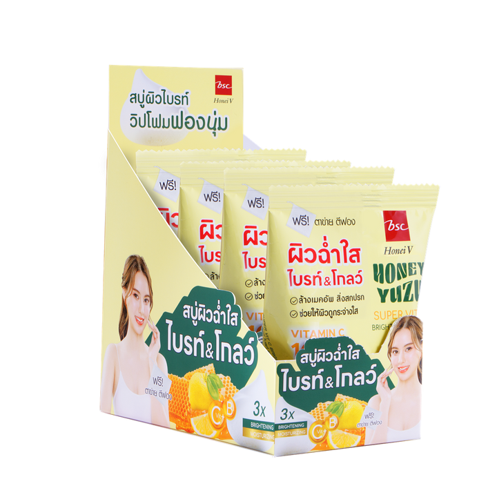 HONEI V BSC HONEY YUZU SUPER VIT C  BRIGHT & GLOW SOAP 50G. HONEI V BSC