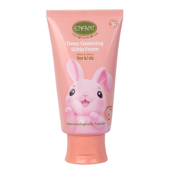 ENFANT (อองฟองต์) Enfant Mild & Shine Deep Cleansing Whip Foam (วิปโฟม ) อองฟองต์ โฟมทำความสะอาดผิวหน้า กลิ่น เพียวพีชชี่ สำหรับเด็ก 3 ปีขึ้นไป