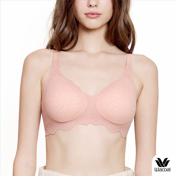 Wacoal ชุดชั้นเนียน บราไร้โครง Smart size บราลูกไม้ลายคลื่น รุ่น WB3Y42 Wacoal