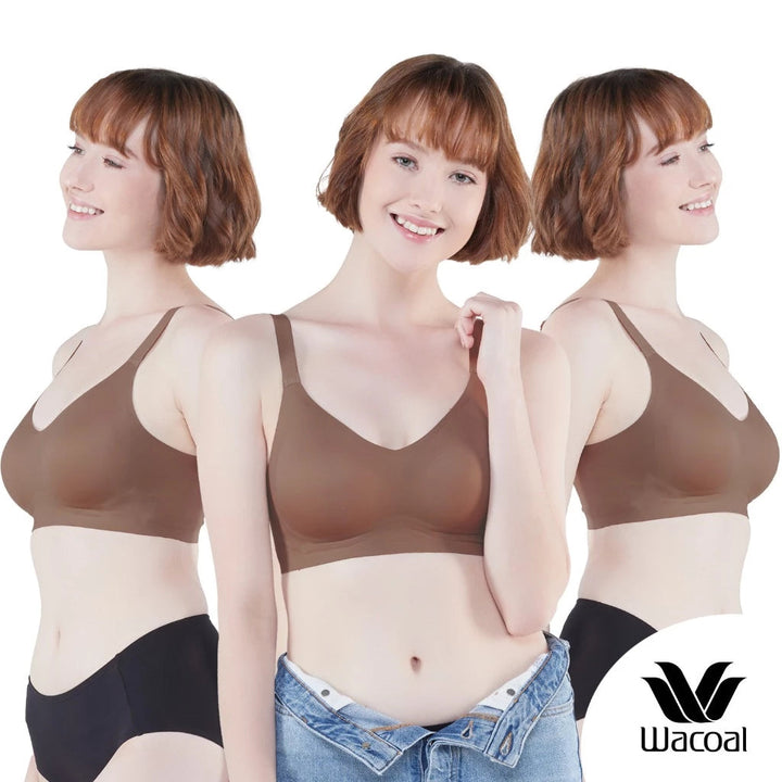 Wacoal ชุดชั้นเนียน บราไร้โครง Smart Size เสริมฟองน้ำ เซท 3 ชิ้น รุ่น WB3Y28/WB3328 Wacoal