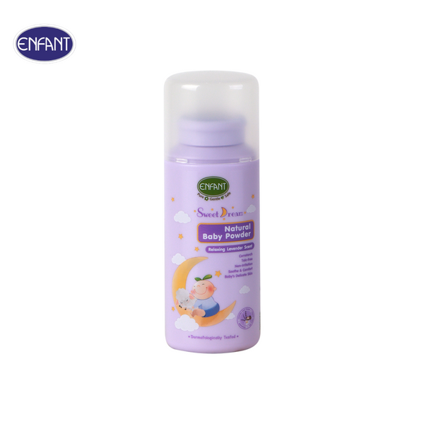 ENFANT (อองฟองต์) Sweet Dream Natural Baby Powder แป้งเด็ก สูตรธรรมชาติจากแป้งข้าวโพด กลิ่นลาเวนเดอร์ ใช้ได้ตั้งแต่เด็กแรกเกิด 80g. ICCSHOPPING