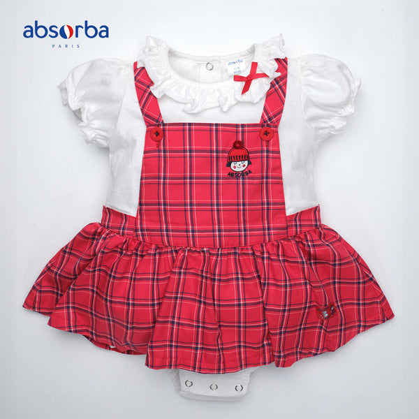 แอ็บซอร์บา ชุดเอี๊ยมหมีสั้น เด็กหญิง สำหรับอายุ 3 -12 เดือน คอลเลคชั่น Lovely Check ICCSHOPPING