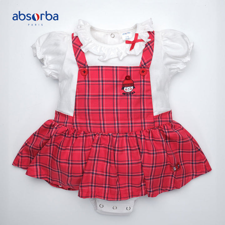 แอ็บซอร์บา ชุดเอี๊ยมหมีสั้น เด็กหญิง สำหรับอายุ 3 -12 เดือน คอลเลคชั่น Lovely Check ICCSHOPPING
