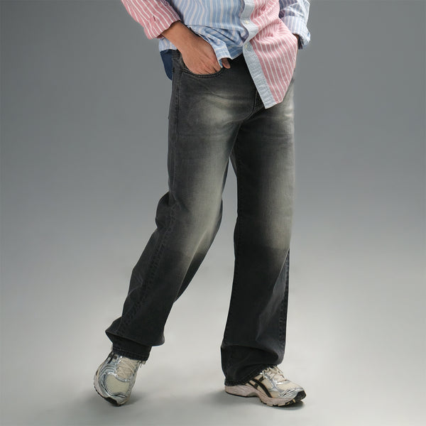 era-won กางเกงยีนส์ทรง Baggy Denim Comfy Loose Baggy สี BLACK WASH 