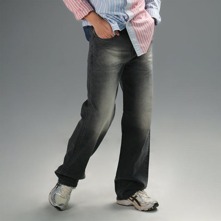 era-won กางเกงยีนส์ทรง Baggy Denim Comfy Loose Baggy สี BLACK WASH 