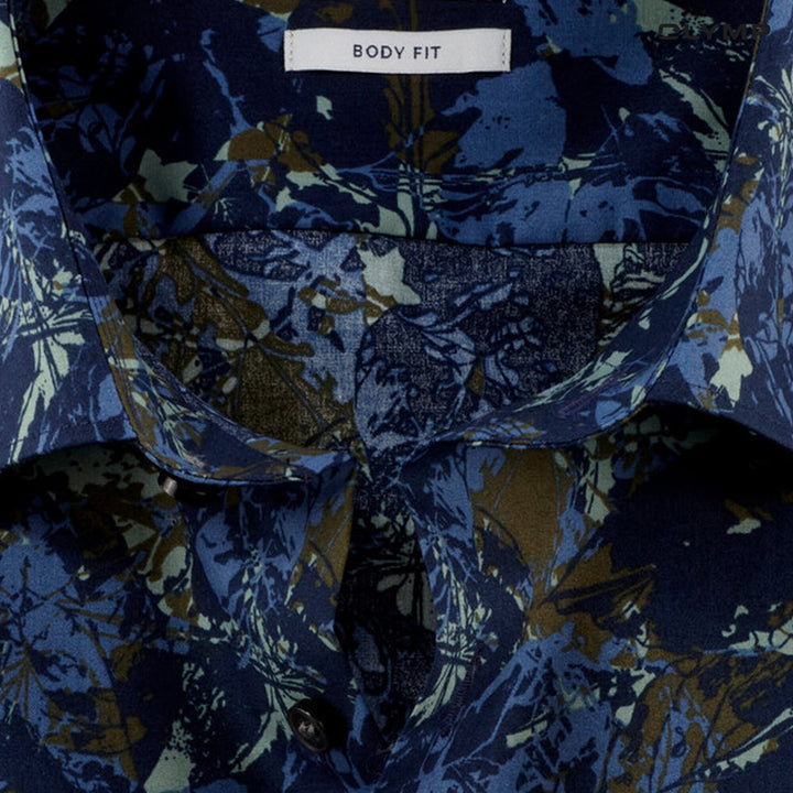 OLYMP  Level Five Shirt เสื้อเชิ้ตชาย ลายพิมพ์ ดอกไม้ ทรงพอดีตัว ยืดหยุ่นได้ดี รีดง่าย SPRI24 