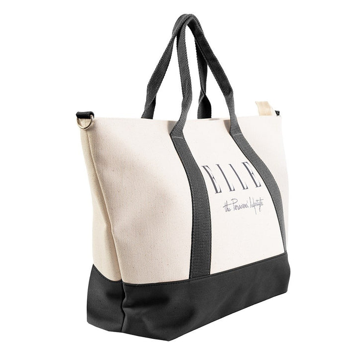 ELLE HOMME BAG กระเป๋าผ้า CANVAS กระเป๋าสะพายใบใหญ่ มีซิป H8H008 