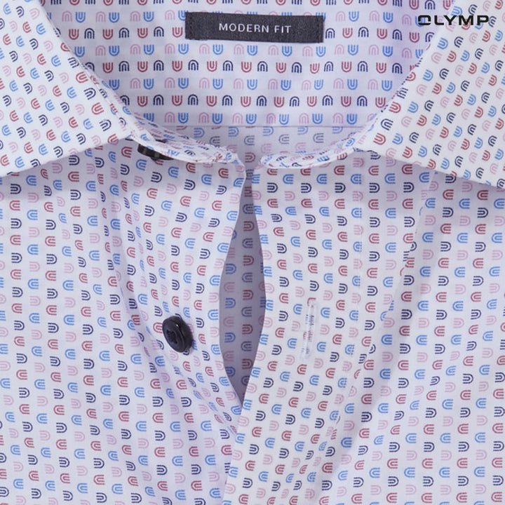OLYMP  LUXOR Shirt เสื้อเชิ้ตชายแขนสั้น ลายพิมพ์กราฟิก ทรงหลวม ใส่สบาย รีดง่าย SUMM24 