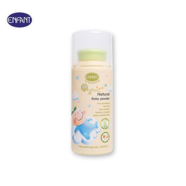 [ดีไซน์ใหม่ไม่มีกล่อง] ENFANT (อองฟองต์) ORGANIC PLUS NATURAL BABY POWDER แป้งเด็กสูตรธรรมชาติจากแป้งข้าวโพด ใช้ได้ตั้งแต่แรกเกิด 80g. เด็กหญิง เด็กผู้ชาย ICCSHOPPING