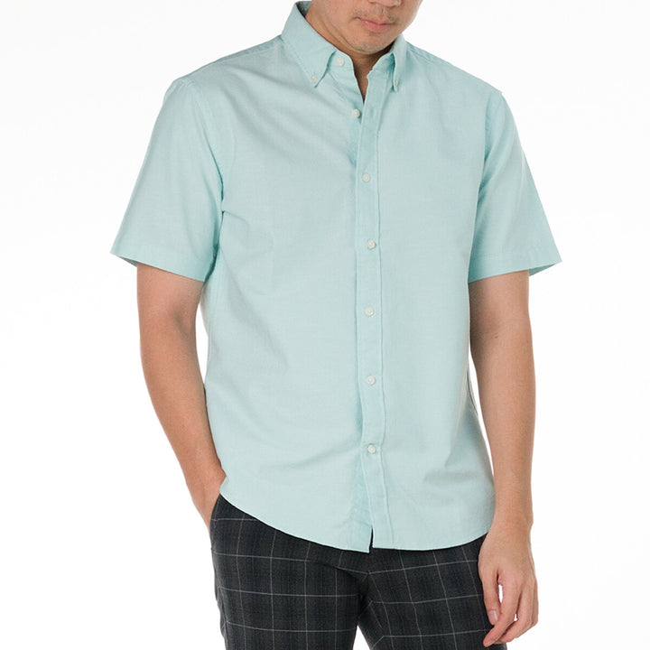 era-won เสื้อเชิ้ต Oxford shirts Mercerizing แขนสั้น สี Green London 