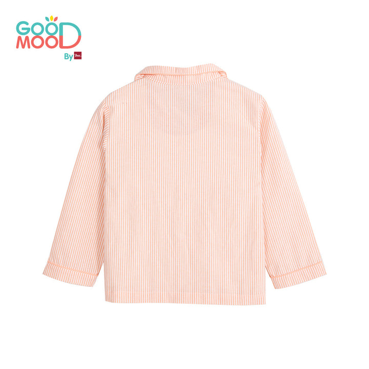 Good Mood by bsc ชุดนอนแขนยาว+กางเกงขายาวลายริ้ว สีส้ม สำหรับเด็กอายุ 2-9 ปี ผ้า Woven Cotton ENFANT