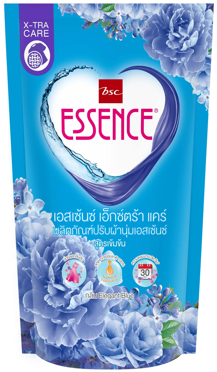 Essence แพ็คคู่สูตรเข้มข้น น้ำยาซักผ้า+ ปรับผ้านุ่ม สีฟ้า กลิ่น Elegant Blue (Set 6 ถุง) ICCSHOPPING