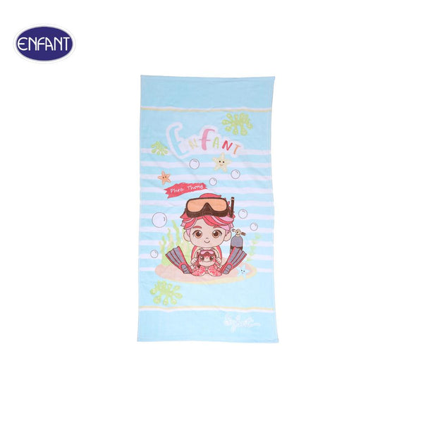 ENFANT (อองฟองต์) ผ้าขนหนู ลายน้องพระทอง สีฟ้า