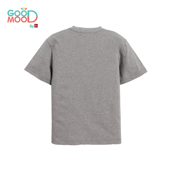 Good Mood by bsc เสื้อยืดคอกลม แขนสั้น สีเทา + PATCHES ลายตัวเลข 6 ชิ้น สำหรับเด็กอายุ 2-9 ปี ผ้าคอตตอน ICCSHOPPING