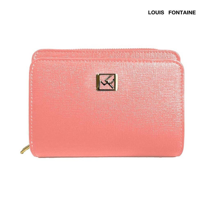 Louis fontaine กระเป๋าสตางค์พับสั้นซิปรอบ แยกช่องนามบัตร รุ่น Lucky - สีชมพู ICCSHOPPING