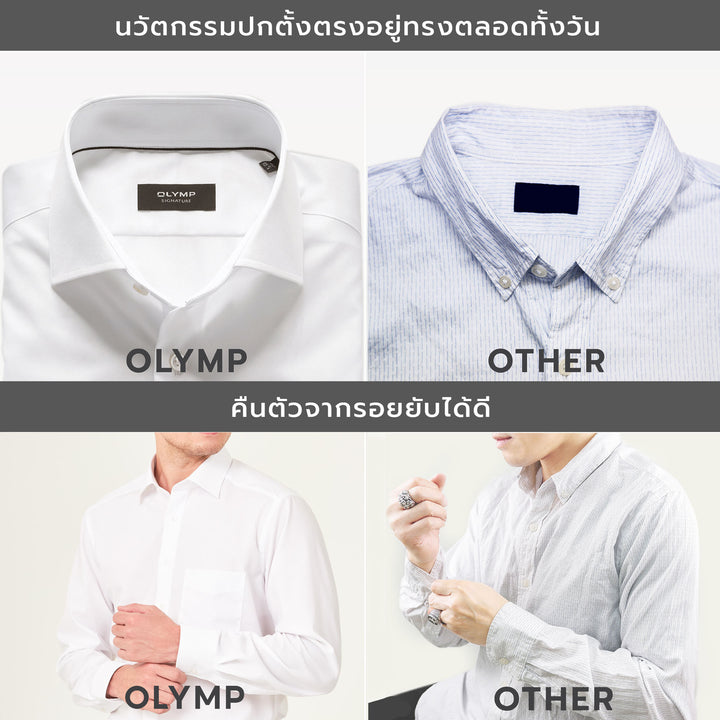 OLYMP  24/Seven LUXOR Shirt เสื้อเชิ้ตปรับอุณหภูมิ  สีชมพู ผ้าเท็กเจอร์แต่งปก ทรงหลวม ยืดหยุ่นได้ดี  ควบคุมกลิ่น เบาเหมือนสวมใส่ชุดกีฬา SUMM24 