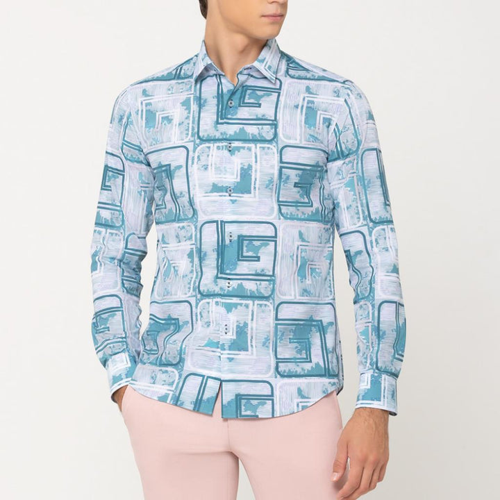 Guy Laroche เสื้อเชิ้ตแขนยาว สีฟ้า ผ้า 100% Polyester ทรง SLIM FIT รุ่น BAB7200W5BU ICCSHOPPING
