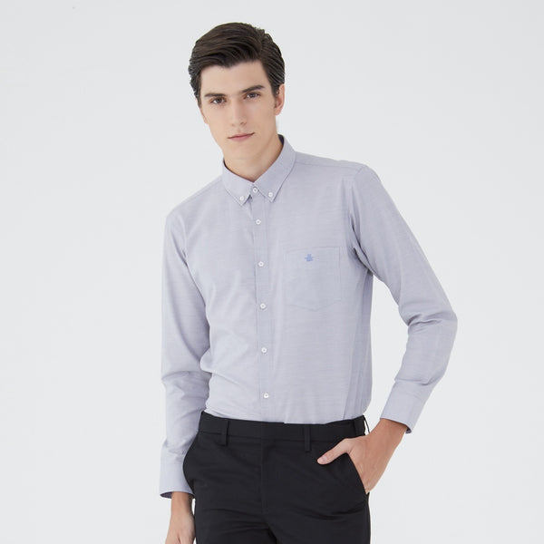 ARROW EASY CARE SHIRT -ดูแลรักษาง่าย สวมใส่สบาย- เสื้อเชิ้ตทำงานแขนยาวสีเทา ทรง SLIM FIT รหัส MACS961GY 