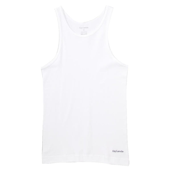 Guy Laroche เสื้อกล้ามปัก Guy Laroche ที่ชายเสื้อด้านซ้าย - สีขาว (JVE2407R4) ICCSHOPPING