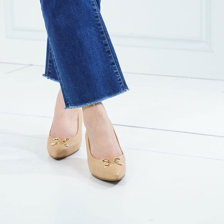 ELLE SHOES รองเท้าส้นเข็ม LAMB SKIN COMFY COLLECTION สีเบจ ELB002 Elle