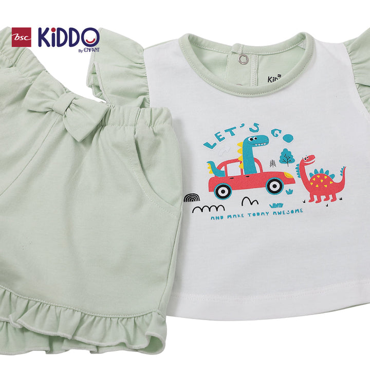 ENFANT (อองฟองต์) BSC KIDDO by Enfant ชุดเสื้อแขนสั้น+กางเกงขาสั้น สำหรับเด็ก 3 เดือน - 2 ปี คอลเล็กชั่น DINO DUDE สีเขียว ICCSHOPPING