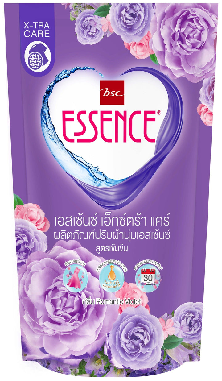 Essence แพ็คคู่สูตรเข้มข้น น้ำยาซักผ้า+ ปรับผ้านุ่ม สีม่วง กลิ่น Romantic Violet (Set 6 ถุง) ICCSHOPPING