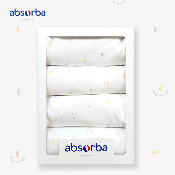แอ็บซอร์บา (แพ็ค 4 ผืน) ผ้าอ้อมเด็กแรกเกิด Bamboo Extra Soft ขนาด 30x30 นิ้ว ทอ 2 ชั้น ลาย Bamboo Print ICCSHOPPING
