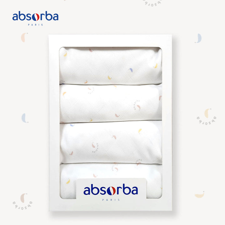 แอ็บซอร์บา (แพ็ค 4 ผืน) ผ้าอ้อมเด็กแรกเกิด Bamboo Extra Soft ขนาด 30x30 นิ้ว ทอ 2 ชั้น ลาย Bamboo Print ICCSHOPPING