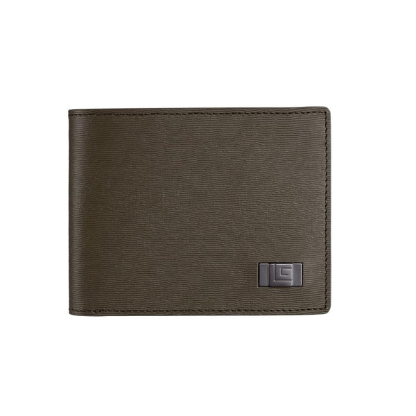 Guy Laroche กระเป๋าสตางค์หนังอัดลาย พับสั้นมีชิ้นเครดิต รุ่น  BOX CALF II  สีเขียวขี้ม้า (BW34492S5GRS1) ICCSHOPPING
