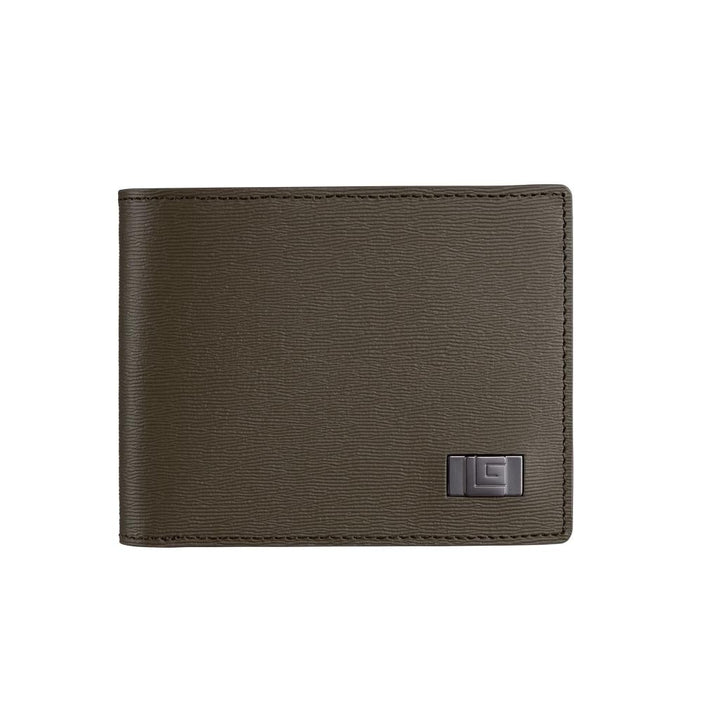 Guy Laroche กระเป๋าสตางค์หนังอัดลาย พับสั้นมีชิ้นเครดิต รุ่น  BOX CALF II  สีเขียวขี้ม้า (BW34492S5GRS1) ICCSHOPPING