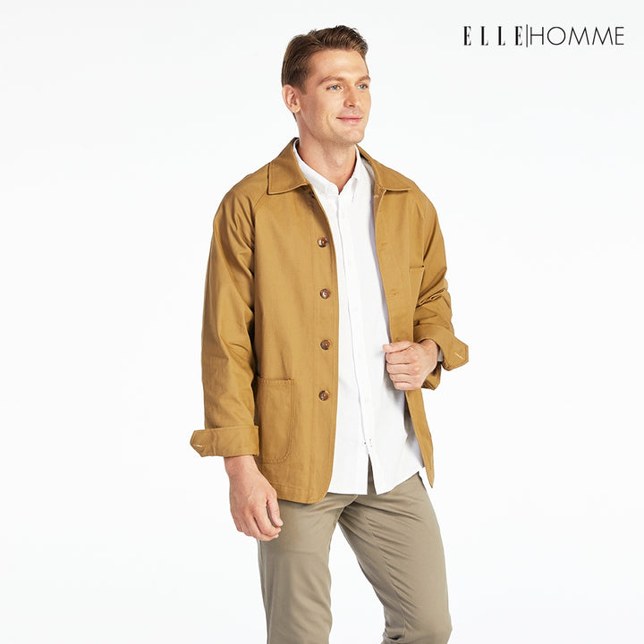 ELLE HOMME เสื้อแจ็คเก็ตผู้ชาย สไตล์ Casual สีเบจ W8J237 