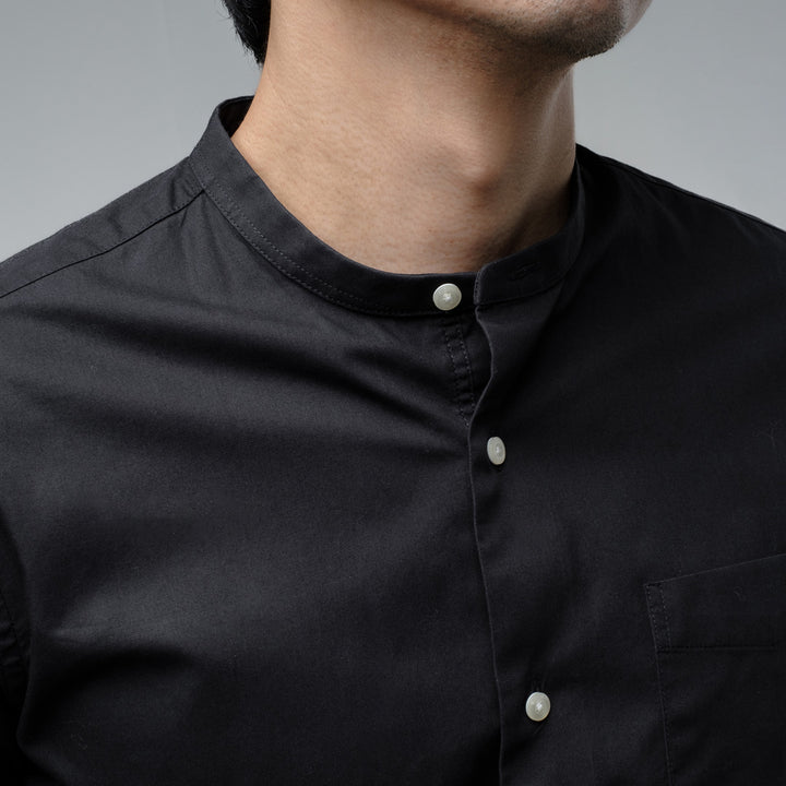era-won เสื้อเชิ้ต ทรงปกติ Dress Shirt แขนยาว สี Black คอจีน 