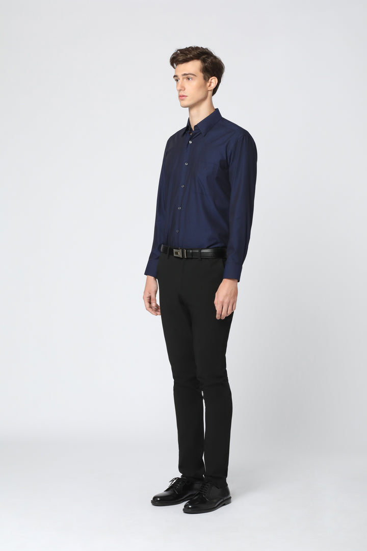 ARROW Super Nature Cooling Shirt เสื้อเชิ้ตแขนยาว ลายฮันนี่คอมบ์ ทรง Comfort ลายสีกรม MACC802-NV 