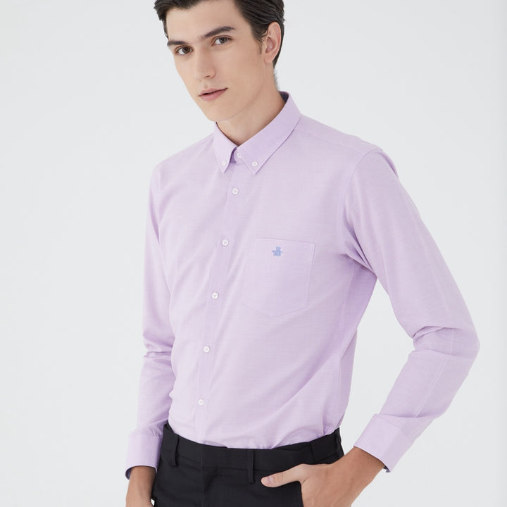 ARROW EASY CARE SHIRT -ดูแลรักษาง่าย สวมใส่สบาย- เสื้อเชิ้ตทำงานแขนยาวสีม่วง ทรง SLIM FIT รหัส MACS961VI 