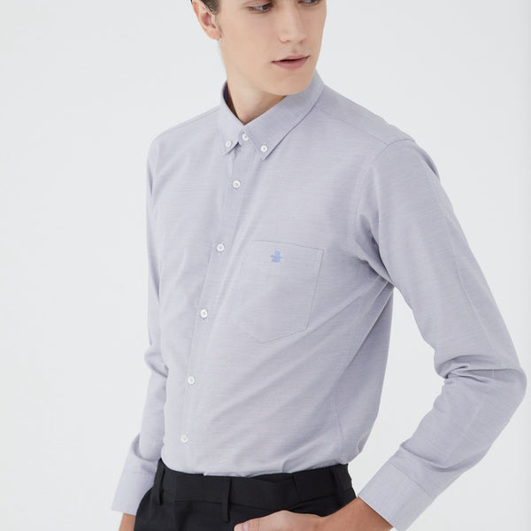 ARROW EASY CARE SHIRT -ดูแลรักษาง่าย สวมใส่สบาย- เสื้อเชิ้ตทำงานแขนยาวสีเทา ทรง SLIM FIT รหัส MACS961GY 