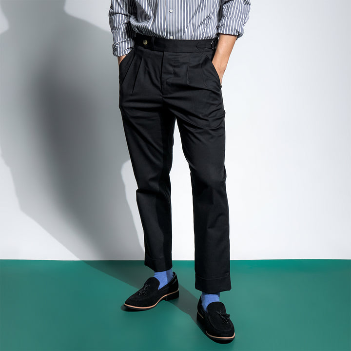 era-won กางเกงขายาว รุ่น DOUBLE BELTS TROUSERS สี Black 