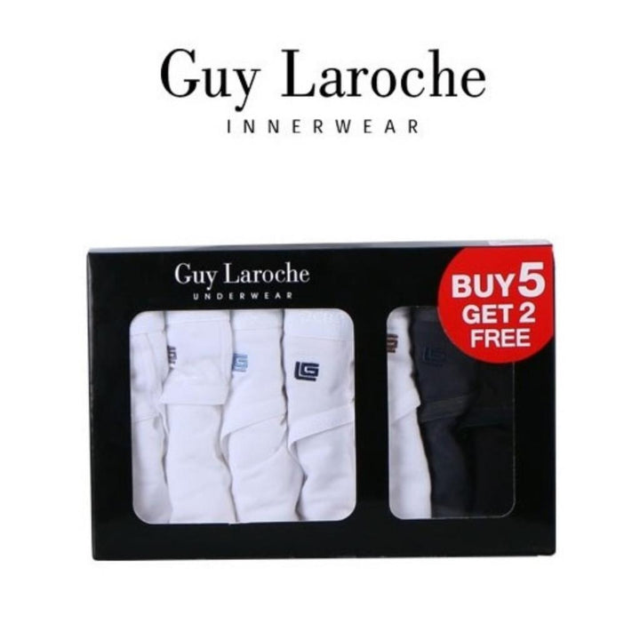 Guy Laroche กางเกงในชาย ผ้าคอตตอนผสมสแปนเด็กซ์ (5 แถม 2) สีขาว 5 ตัว สีดำและเทา อย่างละ 1 ตัว (JUS4902R5) ICCSHOPPING