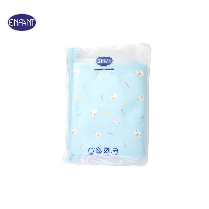 ENFANT (อองฟองต์) ผ้ารองกันน้ำ Crytal Velvet (ผ้ากำมะหยี่นุ่ม) ลายน้องแกะ น่ารัก สีฟ้า 