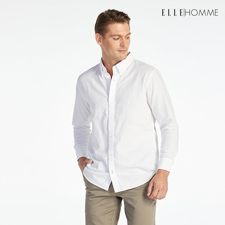 ELLE HOMME | เสื้อเชิ้ตแขนยาว คอปกเชิ้ต ทรง REGULAR สีขาว | W8B675 