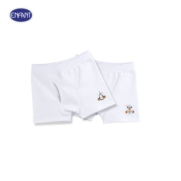 ENFANT (อองฟองต์) กางเกงในเด็กผู้ชาย สำหรับเด็กอายุ 2-12 ปี ไซซ์ XS-XL พิมพ์ลายการ์ตูน แพ็ค 3 ตัว คละลาย สีขาว