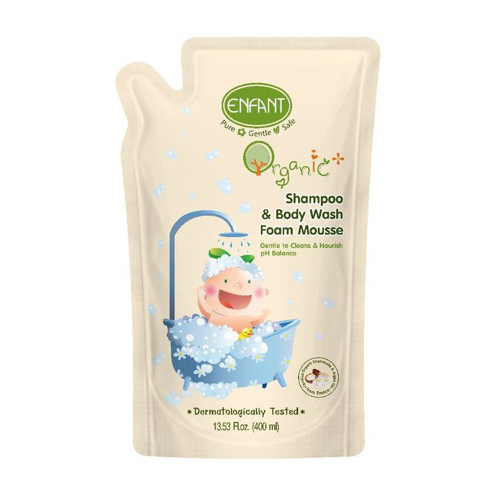 Enfant (อองฟองต์) อาบสระปั๊มโฟมชนิดถุงเติม 1ถุงแถม1ถุง ใช้ได้ตั้งแต่เด็กแรกเกิด ICCSHOPPING