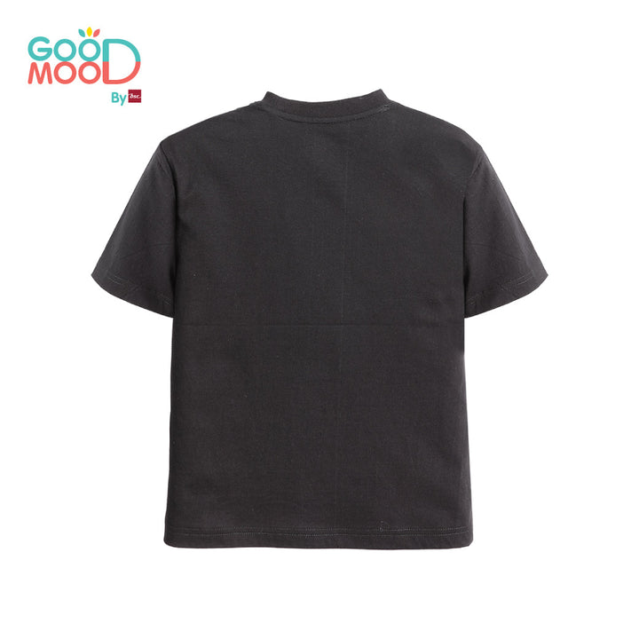 Good Mood by bsc เสื้อยืดคอกลม แขนสั้น สีดำ + PATCHES ลายตัวเลข 6 ชิ้น สำหรับเด็กอายุ 2-9 ปี ผ้าคอตตอน ICCSHOPPING