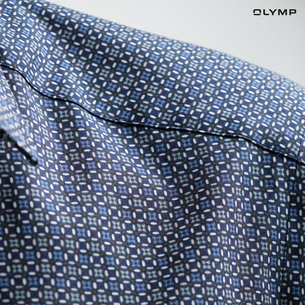 OLYMP  LUXOR Shirt เสื้อเชิ้ตผู้ชายแขนสั้น พิมพ์ลายกราฟิกทรงหลวม ใส่สบาย รีดง่าย AUTU24 