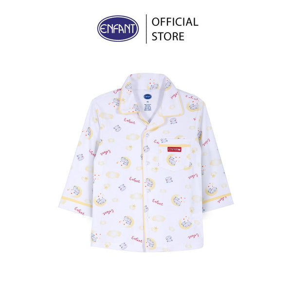ENFANT (อองฟองต์) ชุดนอนเด็กผู้ชายแขนยาว+ขายาว ลายหมี ลายหมี สำหรับเด็ก 1-10 ปี คอลเล็กชั่น Sleepy Hippo ผ้าคอตตอนผสมใยไผ่ ICCSHOPPING