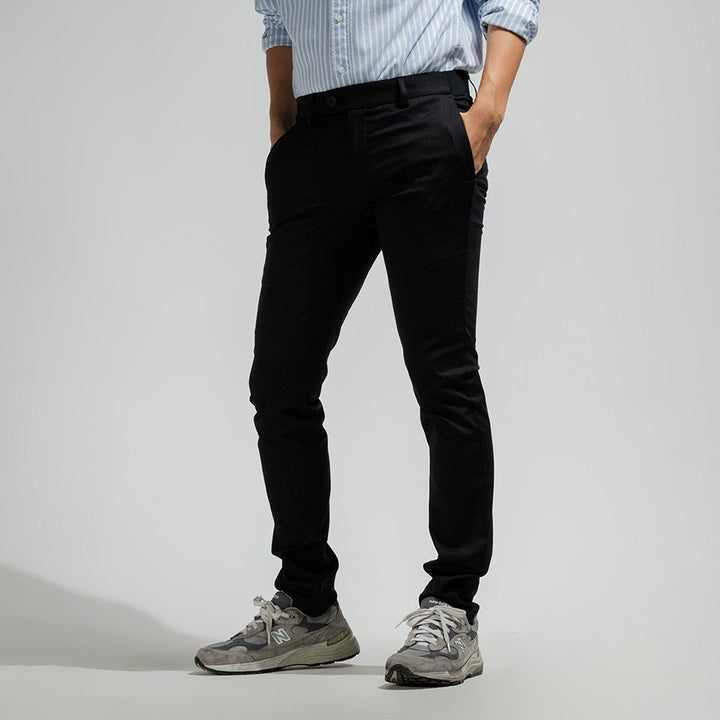 era-won กางเกงสแลคขายาว ทรงเดฟ Super Skinny  มียางยืด รุ่น Workday University - R สี Student Black (ดำ) ICCSHOPPING