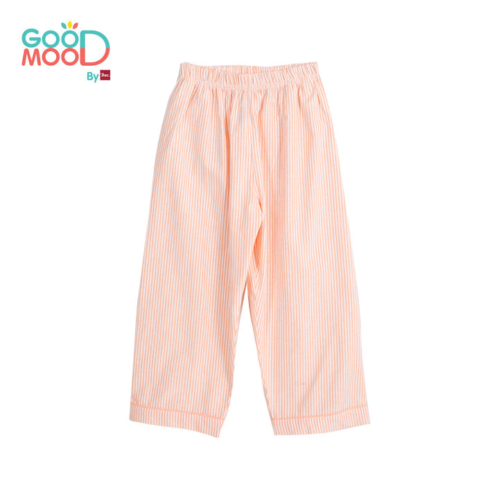 Good Mood by bsc ชุดนอนแขนยาว+กางเกงขายาวลายริ้ว สีส้ม สำหรับเด็กอายุ 2-9 ปี ผ้า Woven Cotton ENFANT