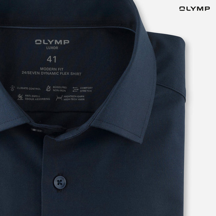 OLYMP  LUXOR Shirt เสื้อเชิ้ตผู้ชายแขนยาว สีกรมท่า ใส่สบาย รีดง่าย AUTU24 