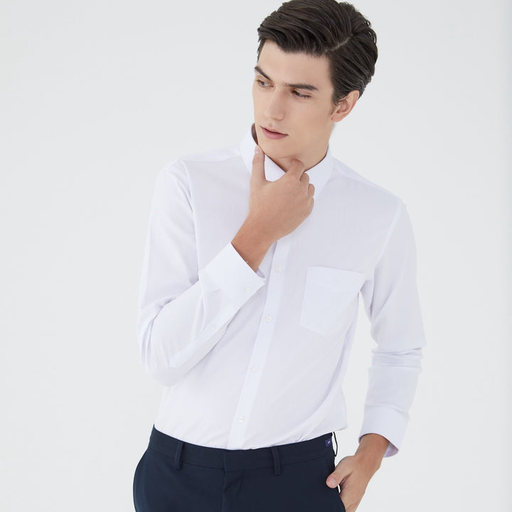 ARROW EASY CARE SHIRT -ดูแลรักษาง่าย สวมใส่สบาย- เสื้อเชิ้ตทำงานแขนยาวสีขาว ทรง SLIM FIT  รหัส MACS758-WH 